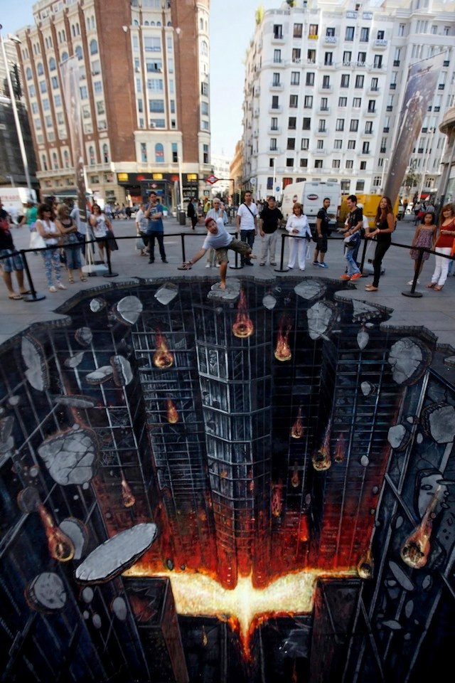 Dark Knight Rises Street Art Painting in Madrid