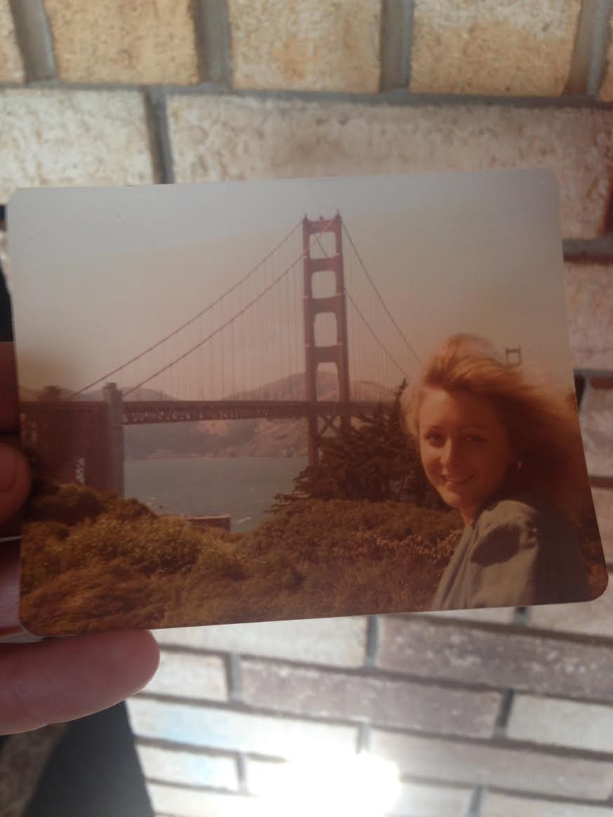 My mom in front of the Golden Gate Bridge a long time ago. Clearly she gives me my good looks and my appreciation for San Francisco.