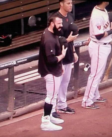 Brian Wilson wears the Nike Air Mag from Back to the Future on the field for the San Francisco Giants. Brian Wilson wears the Nike Air Mag from Back to the Future on the field for the San Francisco Giants.